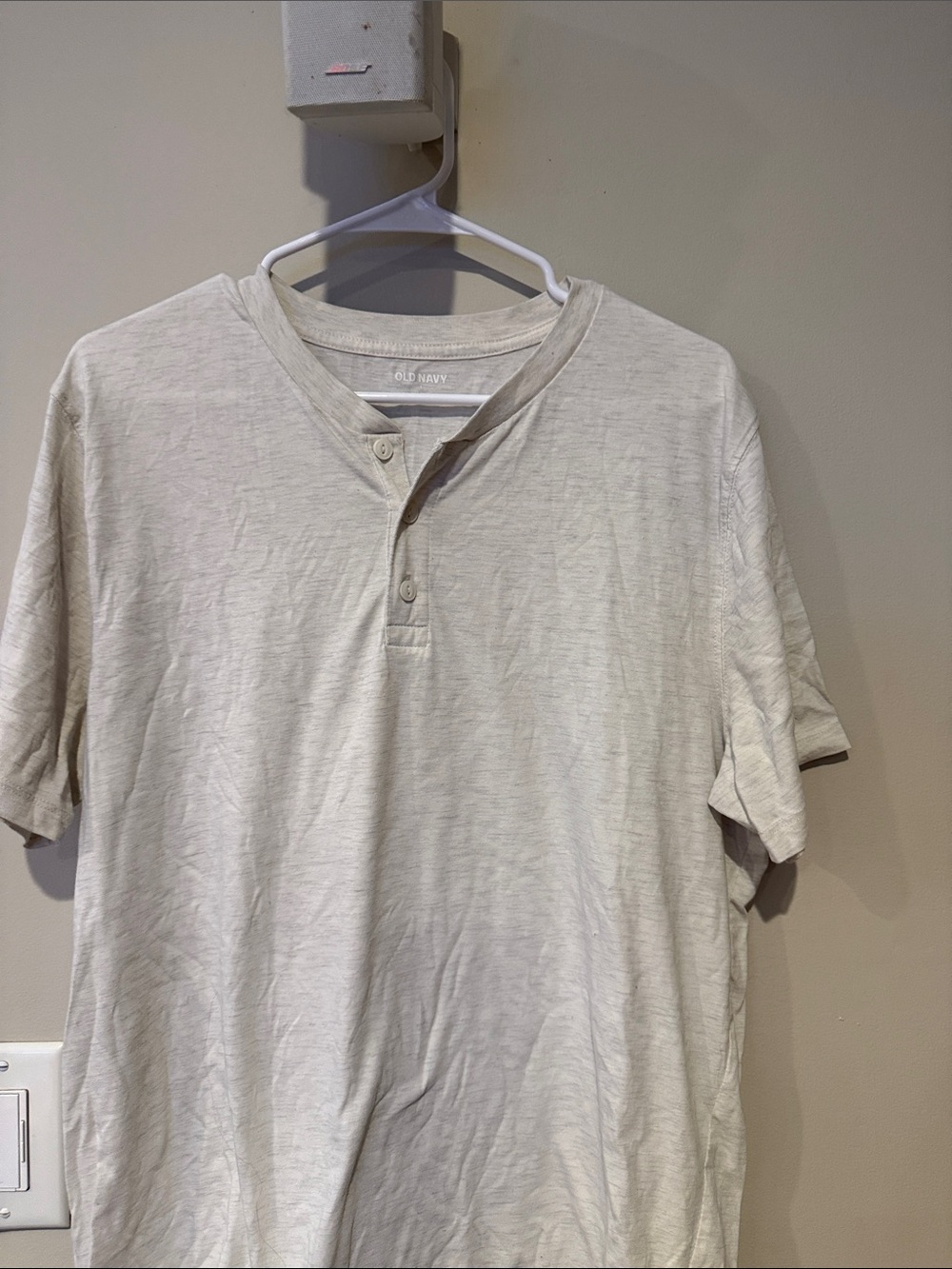 Old Navy Men's Short Sleeve Henley - Light Cream